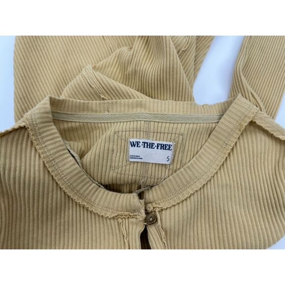 We The Free It's On Cardi Ribbed Knit Button Front In Big Dipper Yellow Sz S - Picture 6 of 6